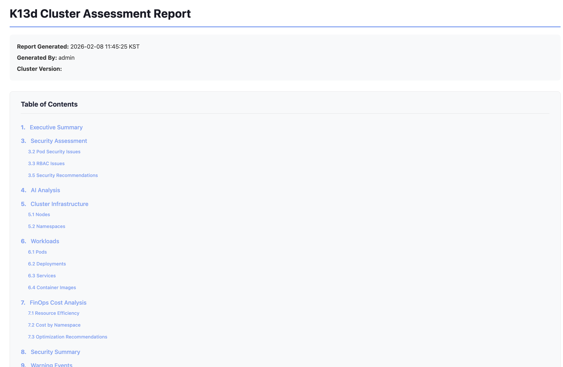 Reports Index
