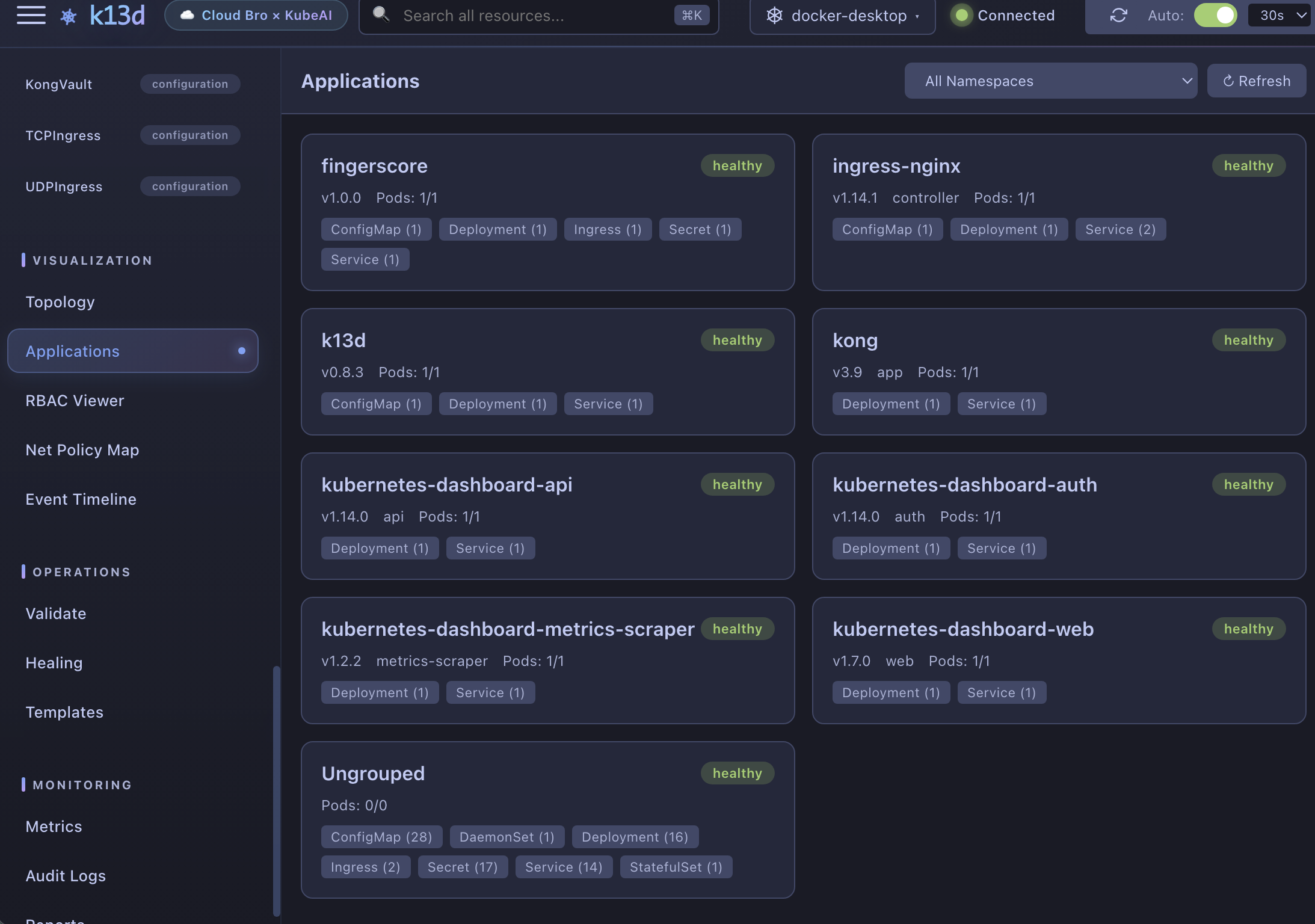 Web UI Applications View